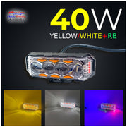 Auto Pearl Motorcycle Yellow/White & Red/Blue 4LED High Beam 12V-18W Fog Light with Flashing Mode Off-Road Vehicles compatible with All Bikes and Cars