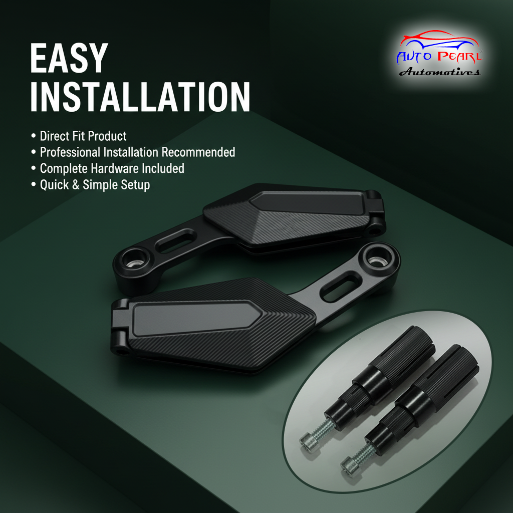 Auto Pearl Motorcycle Black Handlebar Mounted Mirrors Set Adjustable Rotating Lever Guard, Foldable Rear View Mirrors Mirror compatible with All Bike (Pack of 2)