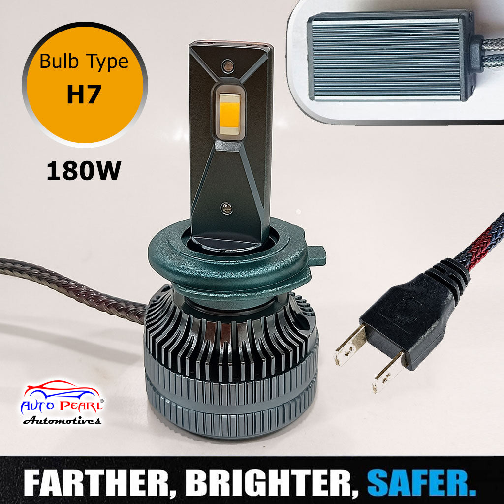 Auto Pearl H7 180W LED Warm White light Headlight with Better Dissipation Turbo Fan, 4300K, 12000LM Headlight Bulb (Pack of 2)