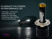 Auto Pearl H4 55W CSP LED Motorcycle Headlight Bulb, Single Lens White Hi/Low Beam, DC 12V 6000K, Compatible with All Car (Pack of 2)