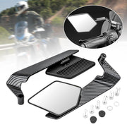 Motorcycle Carbon Flip Mirrors Set Adjustable Rotating Rear View Mirror Stealth Wind Wing Side for All Bike (Pack of 2)