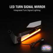 Auto Pearl Motorcycle Black Led DRL Mirrors Set Adjustable Rotating Rear View Flip Mirror Stealth Wind Wing Side Mirror compatible with All BIke (Pack of 2)