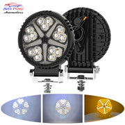 Auto Pearl 4 inch Round 15Led Auxiliary 12V-30W, Amber DRL Spot Light, White and Yellow Color, Off Road Light compatible with All Bike and Car (Pack of 2)