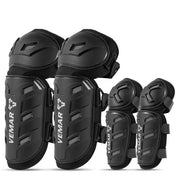 Auto Pearl Motorcycle Knee Shin Guards Elbow Pads, 4 in 1 Monstor Style  Knee Shin Safe Protection Armor for Moto Cycling Racing compatible with All Bike (Black, 4Pcs)