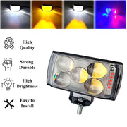 Auto Pearl 5-EYE LED Lens Fog Flashing Light, 12V-15W White, Yellow & Blue-Red Amber Auxiliary Projector Spot Lights compatible with All Bike and Car