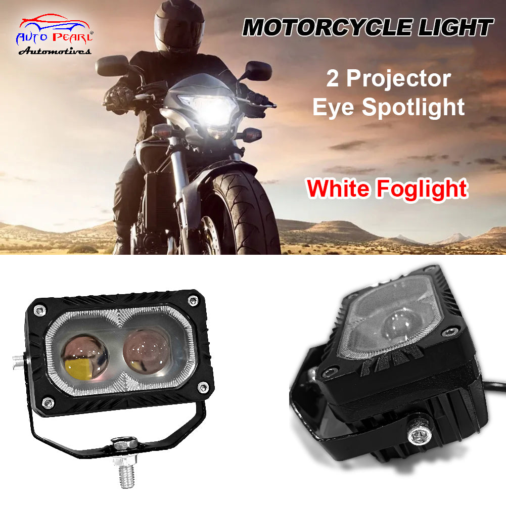 Auto Pearl Motorcycle 2-Lens Driving Lights White LED Spot light 35W White Color Fog Lights compatible with All Bike and Car