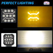 Auto Pearl 6 Inch Auxiliary 16Led Light Bar White, Yellow and Yellow Blinking Mode, Work Spot Lights compatible with All Bike and Car(Pack of 2)