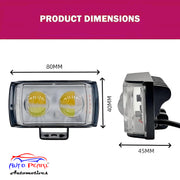 Auto Pearl 2EYE LED Lens Fog Flashing Light, 12V-8W White, Yellow & Blue-Red Amber Auxiliary Projector Spot Lights compatible with All Bikes and Cars