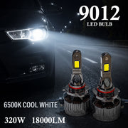 Auto Pearl 9012-6500K 320W (160W Each), 18000LM LED Headlight Bulb with rear cooling Fan for Car (Cool White Light LED Headlight Bulb)