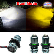 Auto Pearl Motorcycle H4 30W LED Headlight with Fan Heat Dissipation Dual Beam White and Yellow, Flash Yellow and White Light compatible with All Bikes and Cars