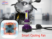 Auto Pearl H4 25W CSP LED Motorcycle Headlight Bulb, 3-Side CYT Dual Color White & Yellow Hi/Low Beam, DC 12V 4300K with Cooling Fan, Compatible with All Bike (Pack of 1)