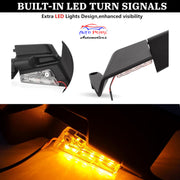 Auto Pearl Motorcycle Mirrors with LED Turn Signal Large Stealth Mirror Adjustable Wind Wing Side Rearview Mirrors (Pack of 2)