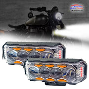 Auto Pearl Motorcycle Yellow/White & Red/Blue 4LED High Beam 12V-18W Fog Light with Flashing Mode Off-Road Vehicles compatible with All Bikes and Cars