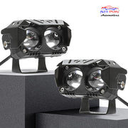 Auto Pearl Motorcycle 2-Projector Lens Driving Lights Yellow / White LED Spot light 15W Dual Color Mode Fog Lights compatible with All Bike and Car