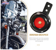 Auto Pearl 12V 110dB 3A Motorcycle Loud Tone Sound Loud Horn Fits Moped Scooter Electric Bike Black-Red with wiring compatible with All Bike (Pack of 2)