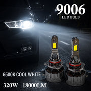 Auto Pearl 9006-6500K 320W (160W Each), 18000LM LED Headlight Bulb with rear cooling Fan for Car (Cool White Light LED Headlight Bulb)