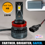 Auto Pearl H8 180W LED Warm White light Headlight with Better Dissipation Turbo Fan, 4300K, 12000LM Headlight Bulb (Pack of 2)