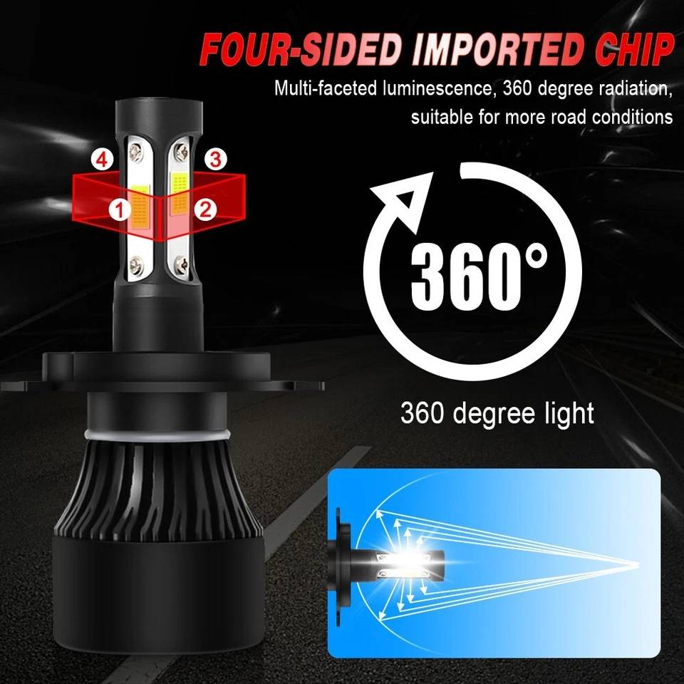 Auto Pearl H4 80W LED Headlight with Better Heat Dissipation 6000K, 3500LM Water Resistant White Light (Pack of 2)