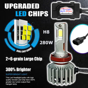 Auto Pearl H8/H9 LED Headlight Bulb for Car 280W 18000LM 6000K (White Light LED Headlight Bulb) compatible with All Car (Pack of 2)