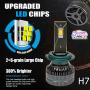 Auto Pearl H7 180W LED Warm White light Headlight with Better Dissipation Turbo Fan, 4300K, 12000LM Headlight Bulb (Pack of 2)