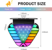 Auto Pearl RGB Color Triangle Brake LED Light, Anti-Rear-End Collision Strobe Tail Light, Super Bright Waterproof Triangle Warning Flash Lamp, Universal Truck Tail Light with Running and Flashing Modes