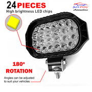 Auto Pearl Auxiliary light 24 LED Hi-Lo Ultra Bright White light 12V-45W, Driving Spot Work Lights | High Brightness Driving Lamp, Work Spot Lights compatible with All Bike and Car (Pack of 2)