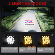 Auto Pearl 4 inch Square 34Led Auxiliary 12V-30W, Amber DRL Spot Light, White and Yellow Color, Off Road Light compatible with All Bike and Car (Pack of 2)