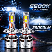 Auto Pearl H4-6500K 480W (240W Each), 36000LM LED Headlight Bulb with rear cooling Fan for Car (Cool White Light LED Headlight Bulb)
