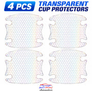 Auto Pearl 8 Pcs Car Door Handle Scratch Protector Stickers, 4 Bowl Recess Guards and 4 Horizontal Reflective Strip Protectors, Rainbow Honeycomb Design