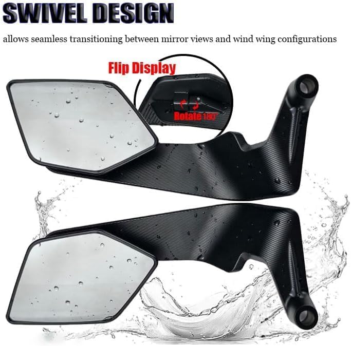 Motorcycle Carbon Flip Mirrors Set Adjustable Rotating Rear View Mirro ...