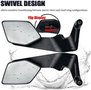 Motorcycle Carbon Flip Mirrors Set Adjustable Rotating Rear View Mirror Stealth Wind Wing Side for All Bike (Pack of 2)