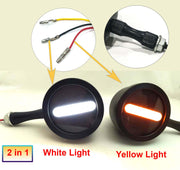Yellow & White LED Turn Signal Light Bike Front Indicator Lights Universal Bike (Pack of 2)