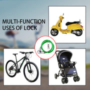 Multipurpose Heavy Duty, Goti Lock for Bikes, Bicycle, Helmet, Luggage, Cable Lock Compatible with Bike (Green)