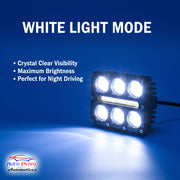 Auto Pearl Car 6-Lens DRL Driving Lights Flasher Yellow, White with Red-Blue Led light, 30W, 12-80V Auxiliary Lights for All Car (Pack of 2)
