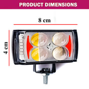 Auto Pearl 4-EYE LED Lens Fog Flashing Light, 12V-15W White, Yellow & Blue-Red Amber Auxiliary Projector Spot Lights compatible with All Bike and Car