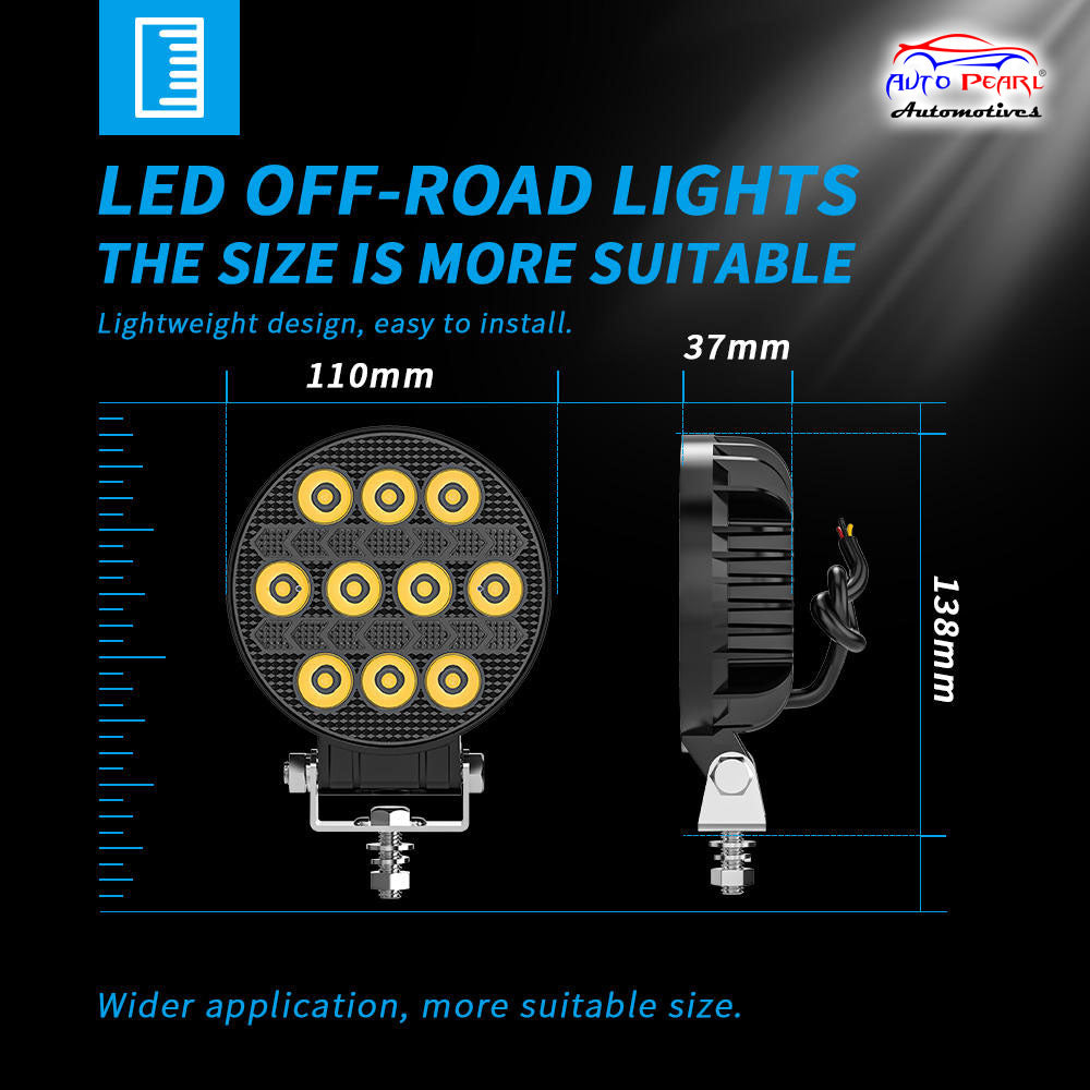 Auto Pearl 4 inch Round 10Led Auxiliary 12V-30W, Amber DRL Spot Light, White and Yellow Color, Off Road Light compatible with All Bike and Car (Pack of 2)