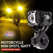 Auto Pearl Motorcycle Mini Driving Lights Yellow / White / Red LED Spot light 15W 3-Color Modes & Flashing Fog Lights compatible with All Bikes and Cars