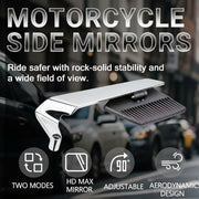 Motorcycle SilverFlip Mirrors Set Adjustable Rotating Rear View Mirror Stealth Wind Wing Side for All Bike (Pack of 2)