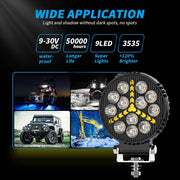 Auto Pearl 4 inch Round 12-Led Auxiliary 12V-30W, Amber DRL Spot Light, White and Yellow Color, Off Road Light compatible with All Bike and Car (Pack of 2)