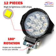 Auto Pearl 12LED Work Light, 20W Round Motorcycle Foglight Ultra Bright White light 12V Driving Spot Work Lights compatible with All Bike and Car