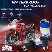 Auto Pearl H4 LED Projector Lens Motorcycle Headlight Bulbs 12V-55W  Bulb H4 CSP Chip High/Low Beam, Canbus Turbo, 6500K White and Red Light compatible with All Bike (Pack of 1)