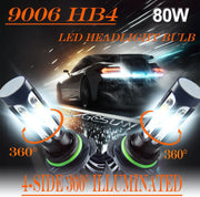 Auto Pearl 9006 LED-Headlight Bulb for Car 80W 3500LM 6000K, White (9006 Car LED-Headlights Bulb), Pack of 2