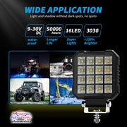 AUTO PEARL Square 4 Inch Auxiliary 12V-30W, 64Led White Work Spot Light compatible with All Bike and Car(Pack of 2)