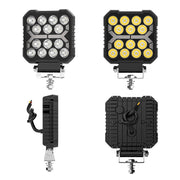 Auto Pearl 4 inch Square 14Led Auxiliary 12V-30W, Amber DRL Spot Light, White and Yellow Color, Off Road Light compatible with All Bike and Car (Pack of 2)