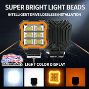 Auto Pearl Square 6-Led 12V-30W, DRL Fog light, Off-Road Vehicle Light Auxiliary White-Yellow Lighting 12V-30W Driving Work Light compatible with All Bike and Car
