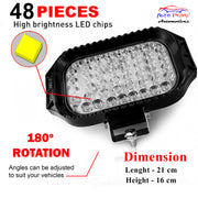 Auto Pearl Auxiliary light 48LED Hi-Lo Ultra Bright White light Driving Spot Work Lights | High Brightness Driving Lamp, 12V-60W, Work Spot Light compatible with All Bike and Car (Pack of 2)