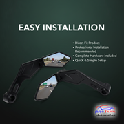 Auto Pearl Motorcycle Black Handlebar Mounted Mirrors Set Adjustable Rotating Lever Guard, Foldable Rear View Mirrors Mirror compatible with All Bike (Pack of 2)