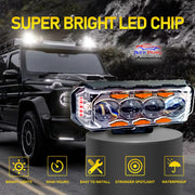 Auto Pearl Motorcycle Yellow/White & Red/Blue 4LED High Beam 12V-18W Fog Light with Flashing Mode Off-Road Vehicles compatible with All Bikes and Cars