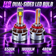 Auto Pearl H8/H9/H11-6500K 480W (240W Each), 36000LM LED Headlight Bulb with rear cooling Fan for Car (Cool White Light LED Headlight Bulb)