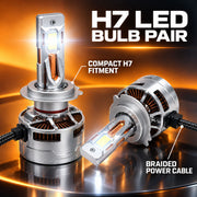Auto Pearl H7-6500K 480W (240W Each), 36000LM LED Headlight Bulb with rear cooling Fan for Car (Cool White Light LED Headlight Bulb)